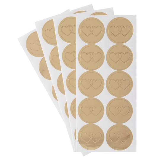 12 Packs: 40 ct. (480 total) Gold Hearts Envelope Seals by Recollections™